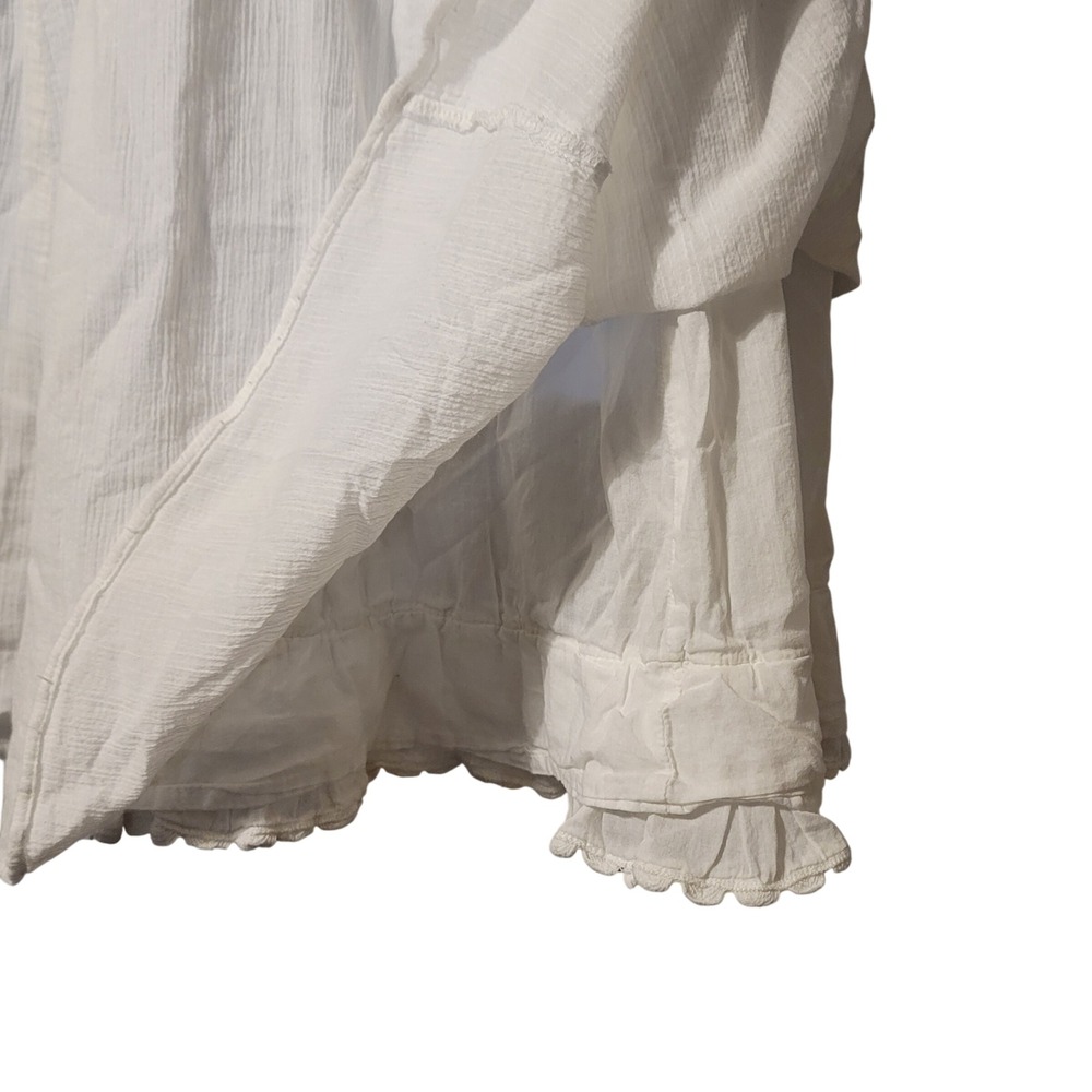 Maeve White Smocked Gauzy Empire Waist Tie Strap Sundress Midi Sz Sm - Picture 4 of 9